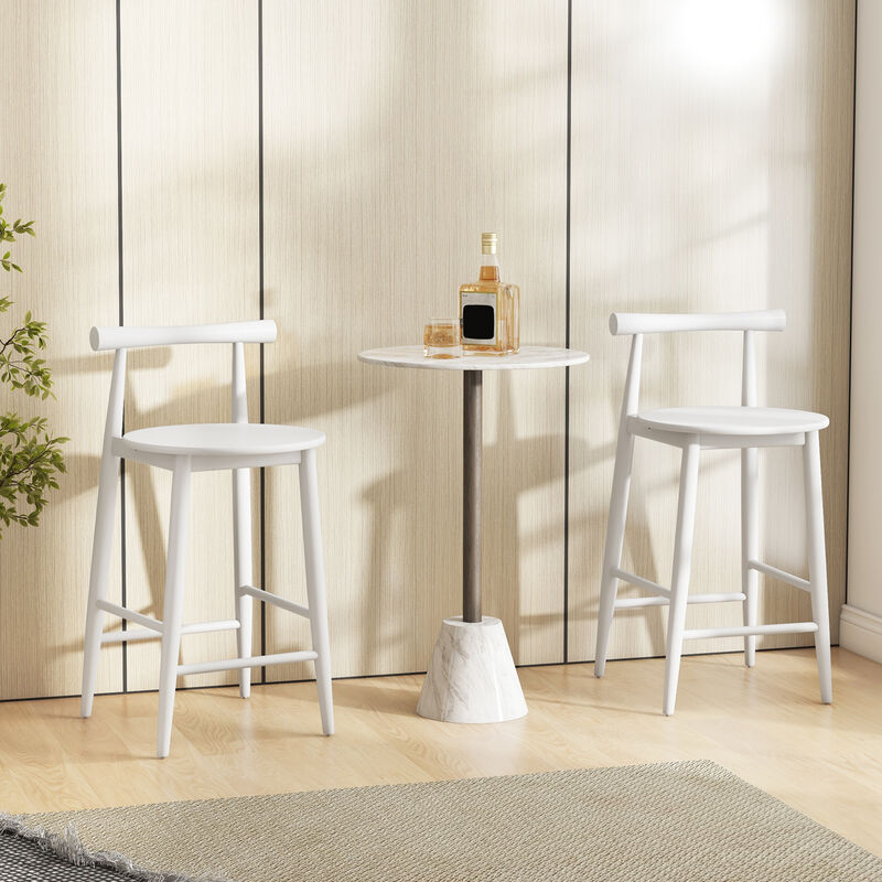 Hivvago Counter Height Bar Chair Set with Acacia Wood Frame and Supporting Legs image number 3