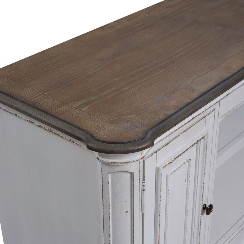 Liberty Furniture Magnolia Manor 82 Inch TV Console  - Antique White & Weathered Bark image number 4