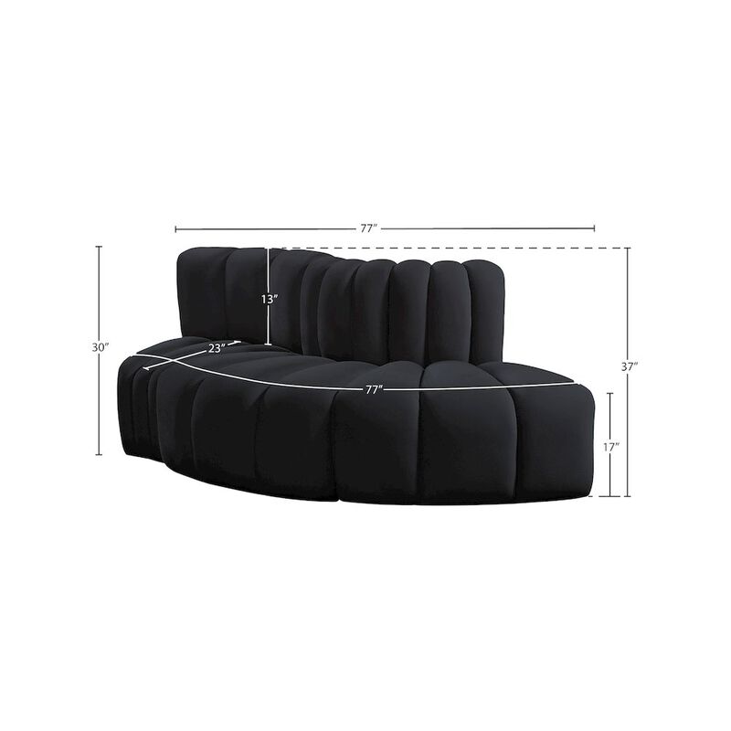 Meridian Furniture Arc Black Velvet Modular Sofa