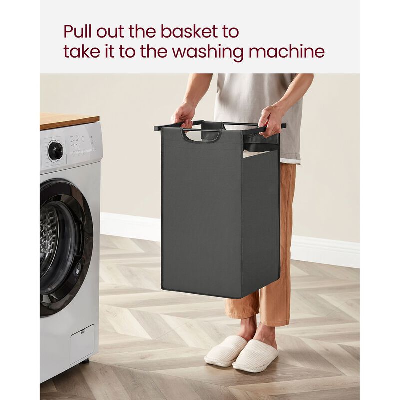 Laundry Hamper with 2 Removable Pull Out Bags Clothes Organizer image number 3