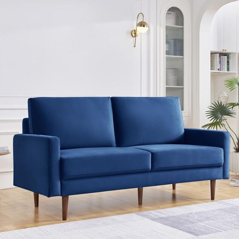 OS Home and Office Furniture 69 Inch Wide Upholstered Two Cushion Sofa with Square Arms
