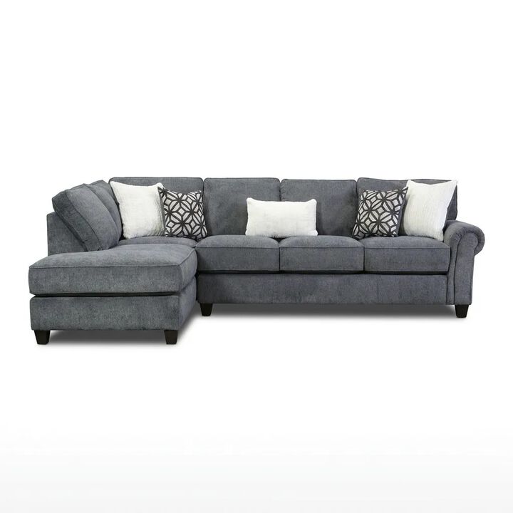 Houston Charcoal Left-Side Facing Sofa with Chaise