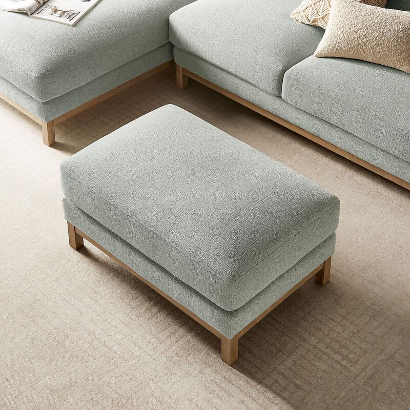 Modway Roscoe Fabric Ottoman in Mist - Upholstered Rectangular Footstool for Living Room, Bedroom, or Lounge Seating image number 8