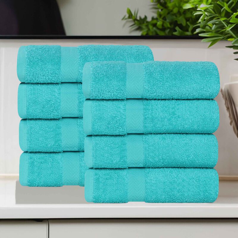 Absorbent Cotton Hand Towel Set of 8 for Bathroom, Spa and Kitchen Use image number 1