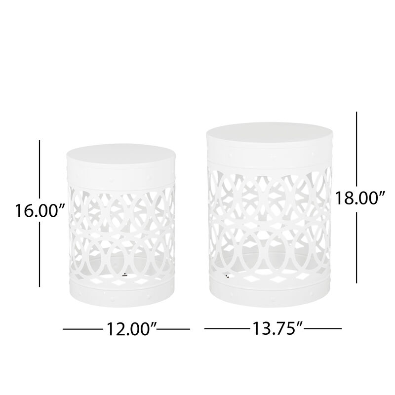 Merax Set of 2 Nesting Cylindrical Side Tables with Iron Cutout Frame image number 4