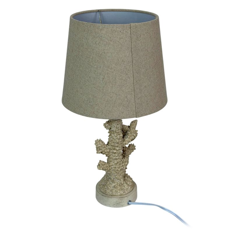 Sea Turtle Coral Table Lamp 17 Inch Resin Coastal Accent Light With Shade image number 2