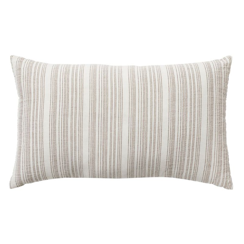 Nate Home by Nate Berkus Cotton Linen Pillow, 14" x 24", Natural/Truffle