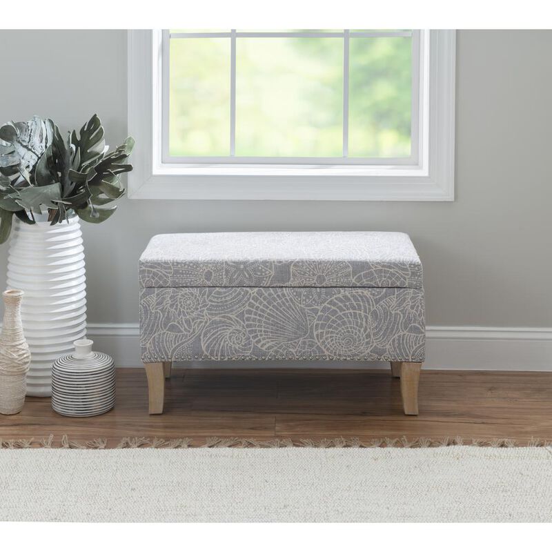 Linon Stephanie Upholstered Storage Ottoman, Stone image number 5