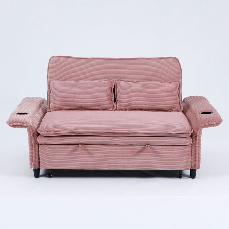Merax letter striped fabric multi-functional sofa bed image number 0