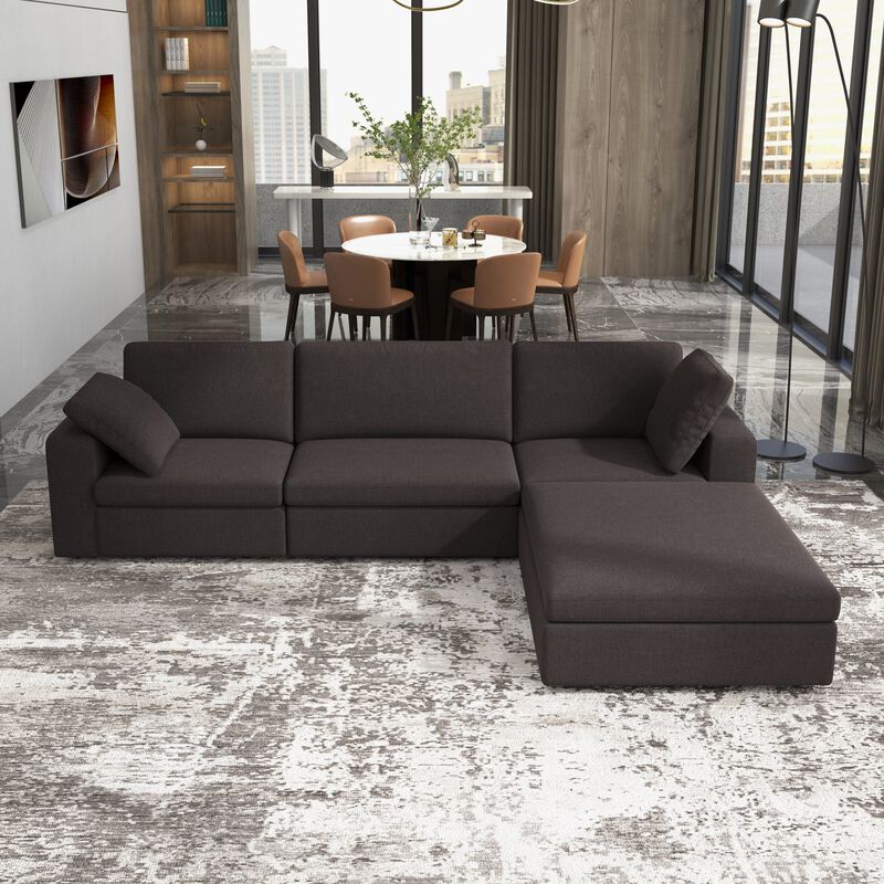 Merax Modular Corner Sectional Modern Fabric Sofa Dark Gray