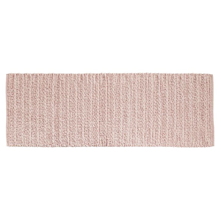mDesign Soft Cotton Spa Mat Rug for Bathroom, Braided, 60" x 21" - Blush Pink