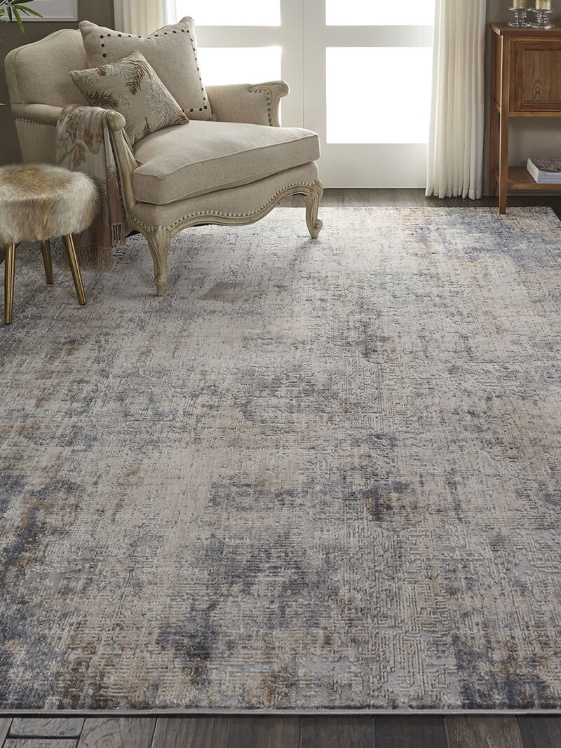 Rustic Textures RUS01 Gray/Beige 7&rsquo;10&rdquo; x Round Rug