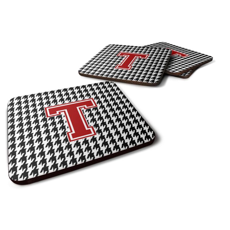Caroline's Treasures CJ1021-TFC Monogram-Houndstooth Foam Coasters (Set of 4), Initial T, 3.5 H x 3.5 W, Multicolor