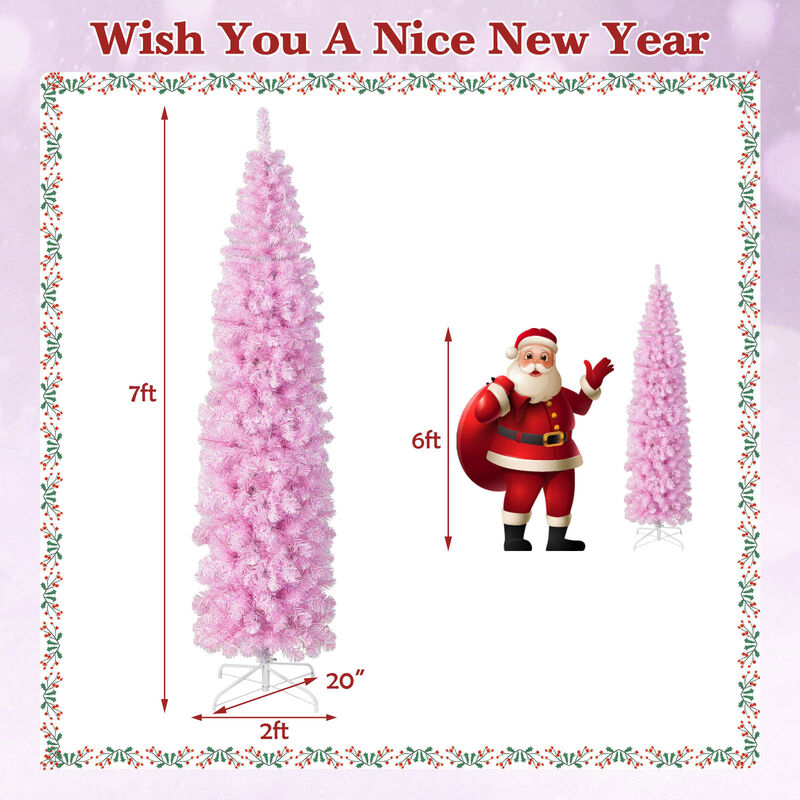 Pre-lit Artificial Christmas Tree with Branch Tips LED Lights Metal Stand