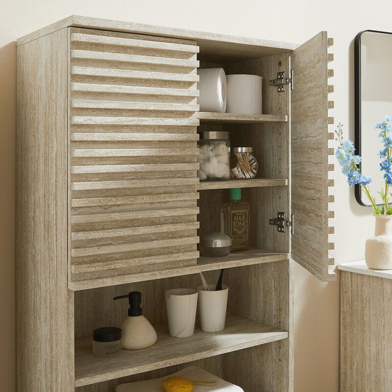Modway Render Tall Faux Travertine Linen Storage Cabinet