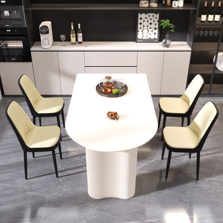 4-Piece MDF Dining Table and PU Chair Set for Modern Dining Spaces