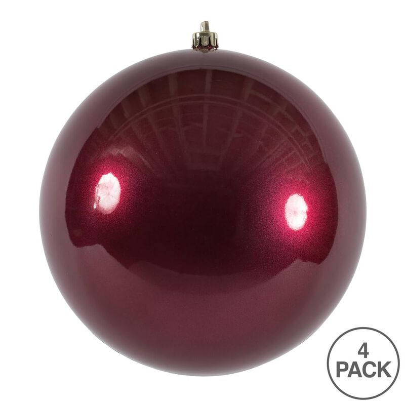 Vickerman 6" Berry Red Candy Ball Ornament, 4 per Bag image number 2