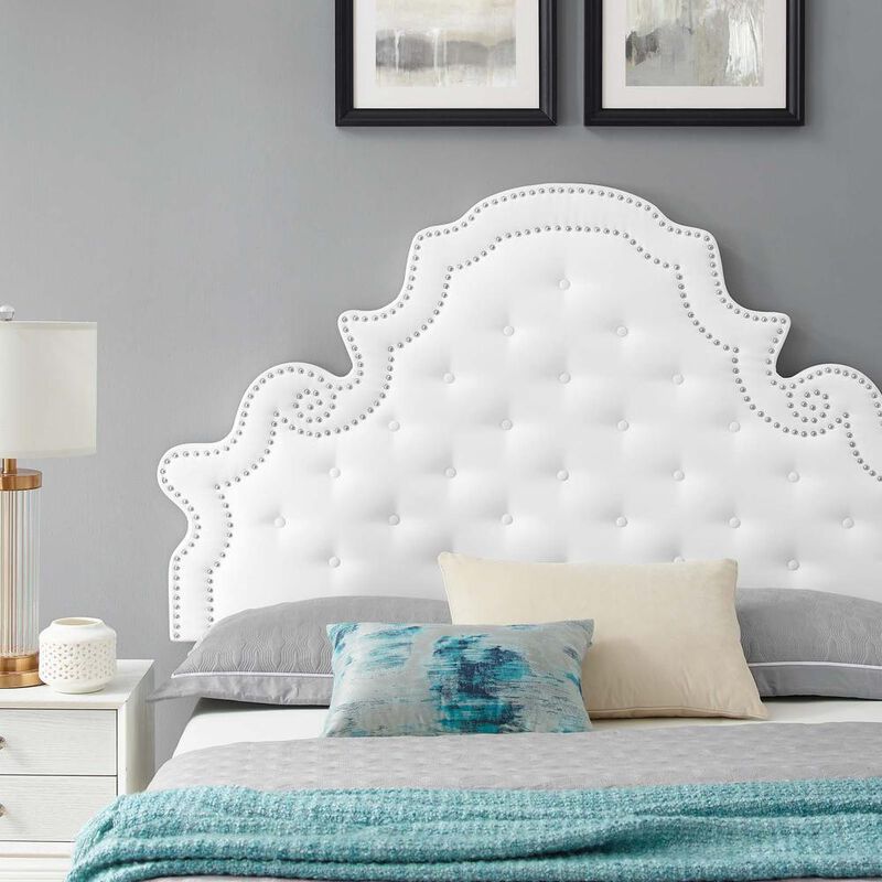 Modway Gwyneth Tufted Performance Velvet Twin Platform Bed in White with Black Wood Legs image number 9
