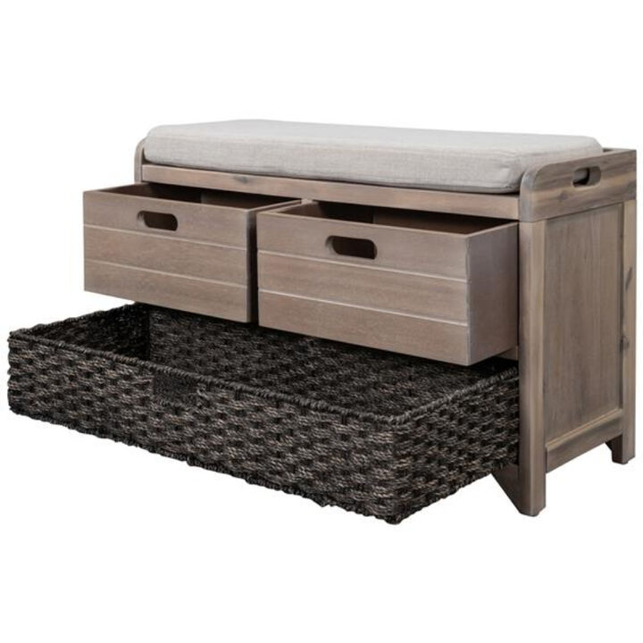 Entryway Shoe Bench with Storage 2 Drawers and Removable Basket