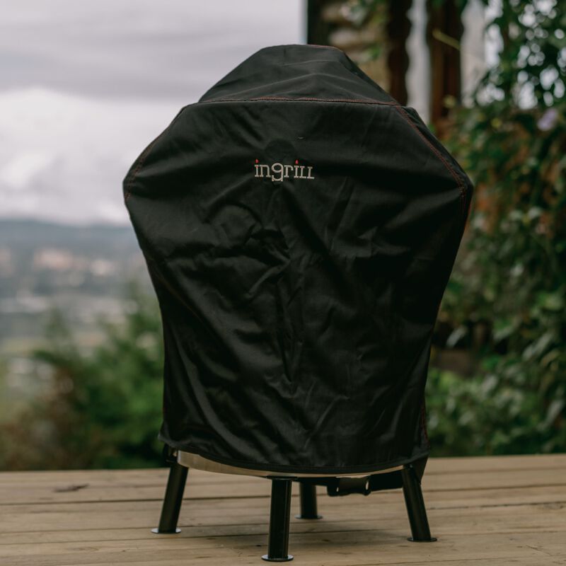 INGRILL Large Smoker Cover &ndash; Weather-Resistant Waterproof Black Canvas Cover with Bottom Straps, Secure Outdoor Protection for Barrel Smokers image number 1
