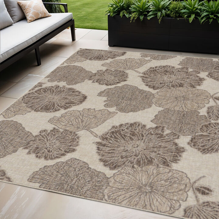HomeRoots Floral Indoor Outdoor Area Rug