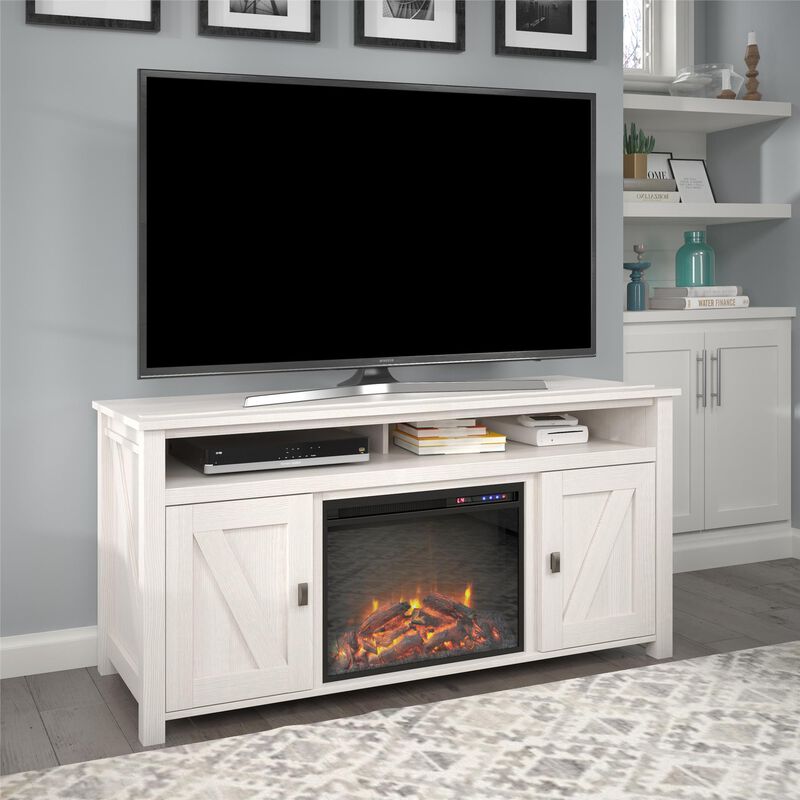 Farmington Electric Fireplace TV Console for TVs up to 60", Ivory Oak