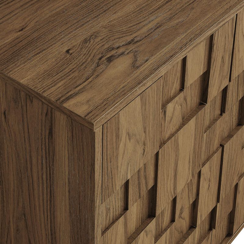 Modway Owen 4-Door Modern Carved Geometric Sideboard in Walnut - 59 Inch Buffet Cabinet with Adjustable Shelves &ndash; Living Room or Dining Room Storage Credenza image number 7