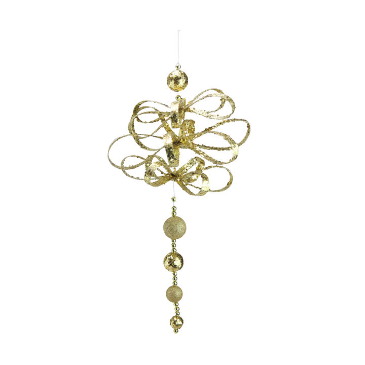 18.5” Gold Two Finish Whimsical Glittered Loop Ornament