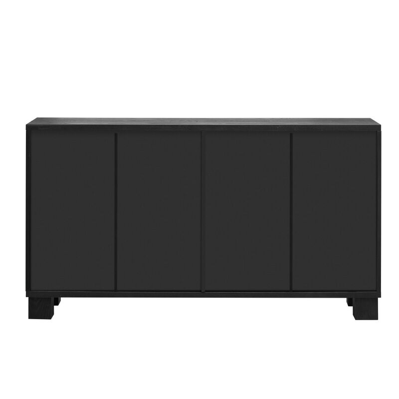 Wood Traditional Style Sideboard with Adjustable Shelves and Gold Handles for Kitchen, Dining Room and Living Room (Black)