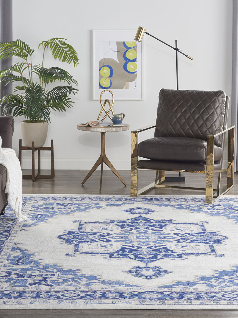 Whimsicle WHS03 Ivory/Blue 8' x Round Rug image number 8