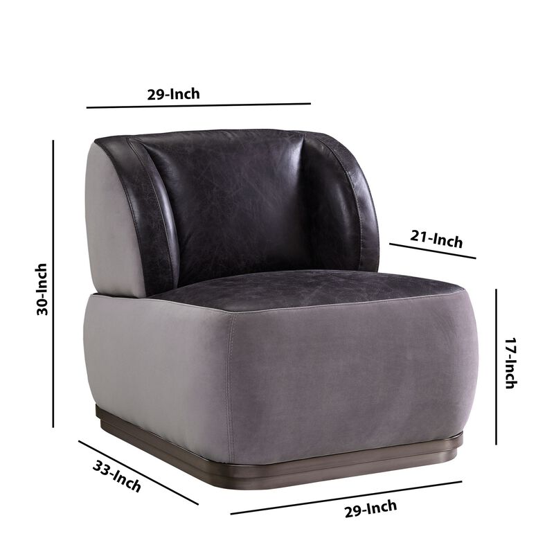 Leatherette Accent Chair with Wingback Design Backrest, Black and Gray-Benzara