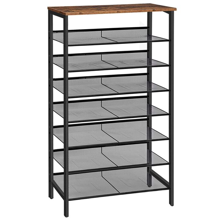 Wooden 8-Tier Shoe Rack, Large Capacity Shoe Organizer