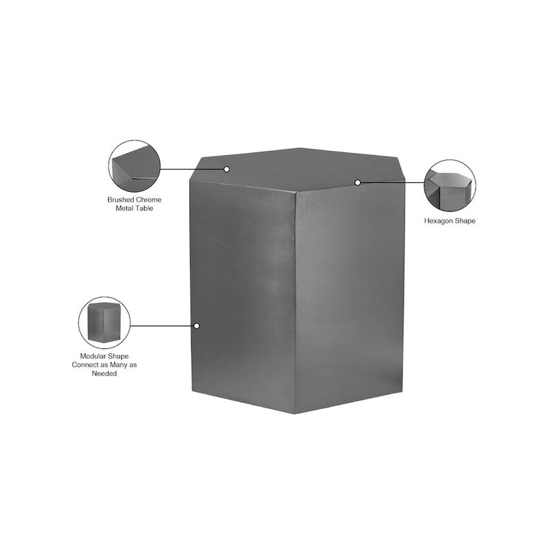 Meridian Furniture Hexagon Brushed Chrome End Table