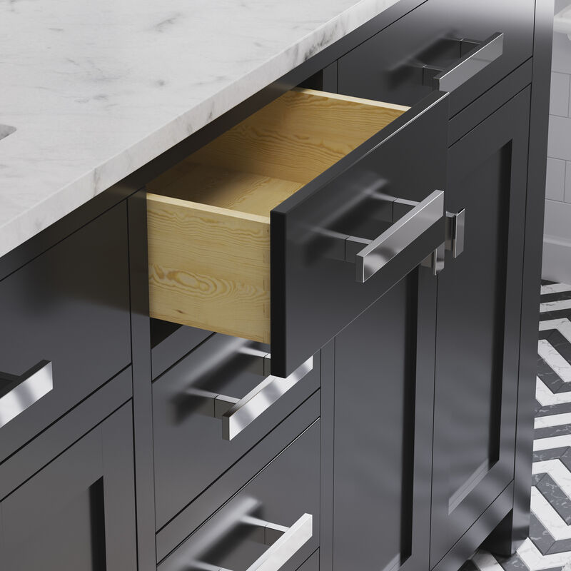 Madison 60 In. Double Sink Carrara White Marble Countertop Bath Vanity in Espresso