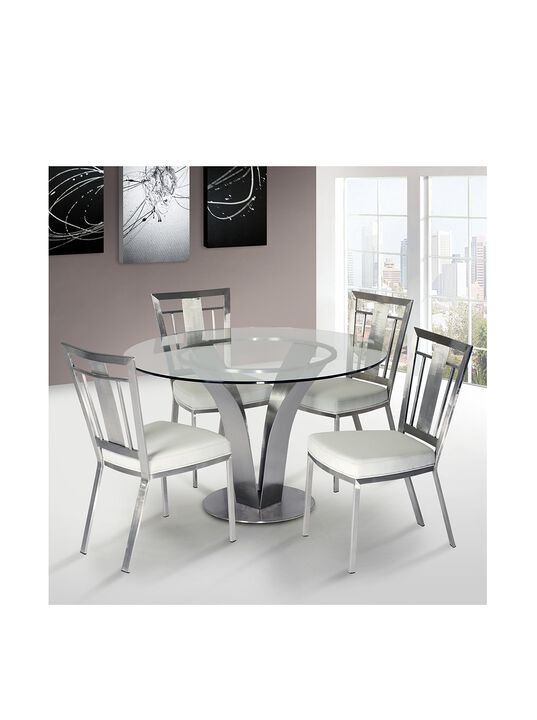 Armen LivingArmen Living Cleo Dining Table with Clear Glass and Brushed Stainless Steel Finish