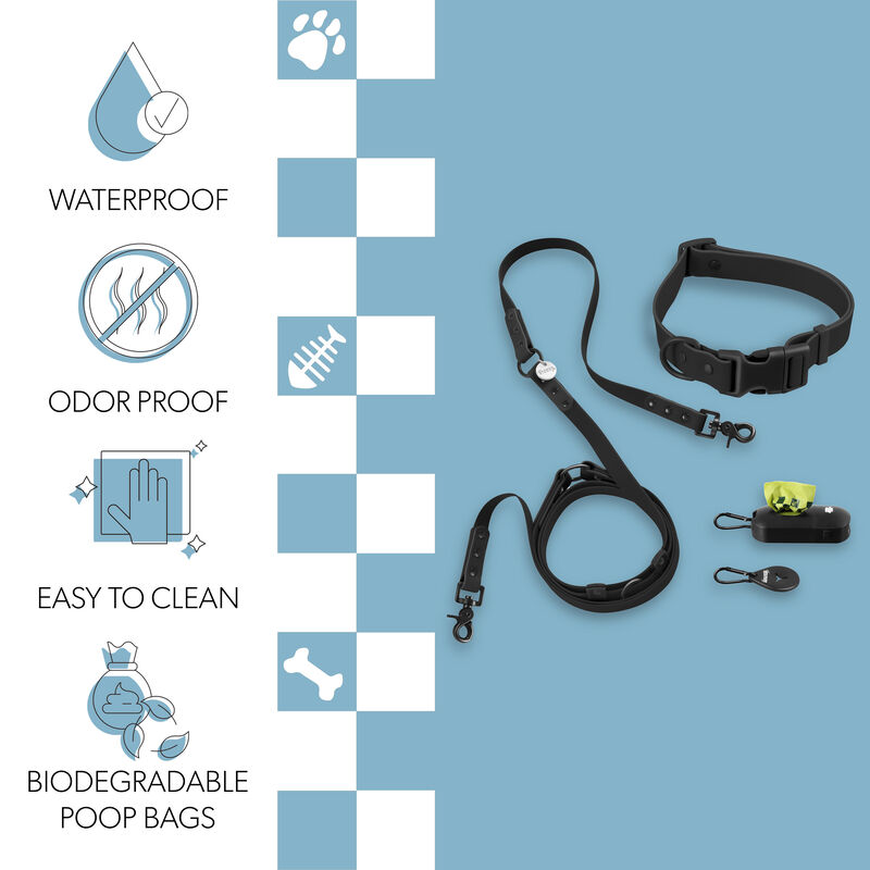 Luna Adjustable 6-in-1 Waterproof Hands-Free Leash and Collar with LED Flashlight
