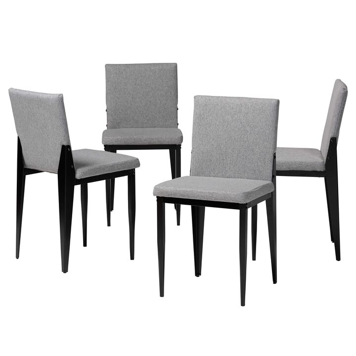 Baxton Studio Bishop Industrial Grey Fabric and Metal 4 Piece Dining Chair Set