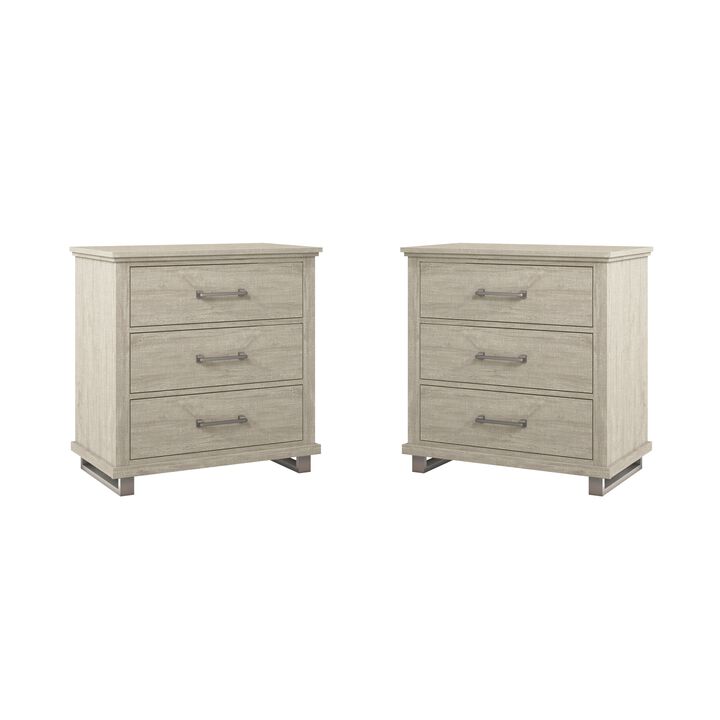 FESTIVO 32" Wide Nightstand with 3 Drawers - Set of 2