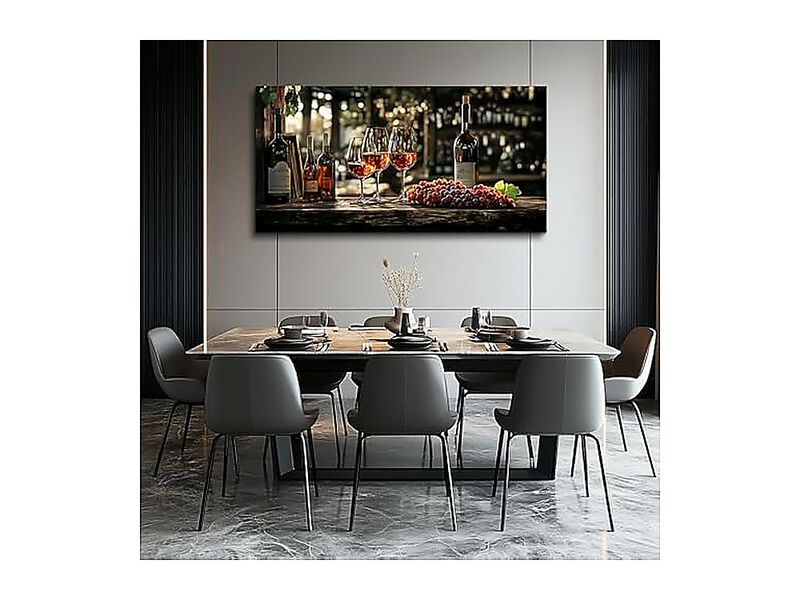 Dining Room Wall Art Wine Glass Canvas Kitchen Decor Still Life Goblet Landscape image number 3