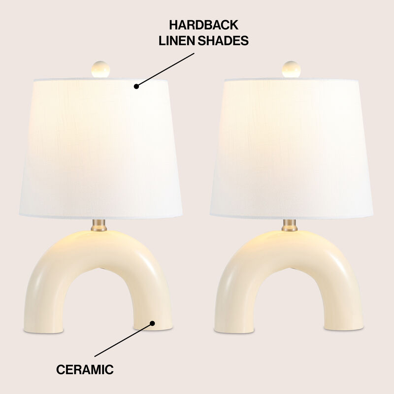 Zadie 17.75" Scandinavian Minimalist Ceramic Arch LED Table Lamp