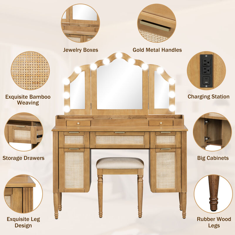 Merax Bohemian Hollywood LED Makeup Vanity Table image number 7
