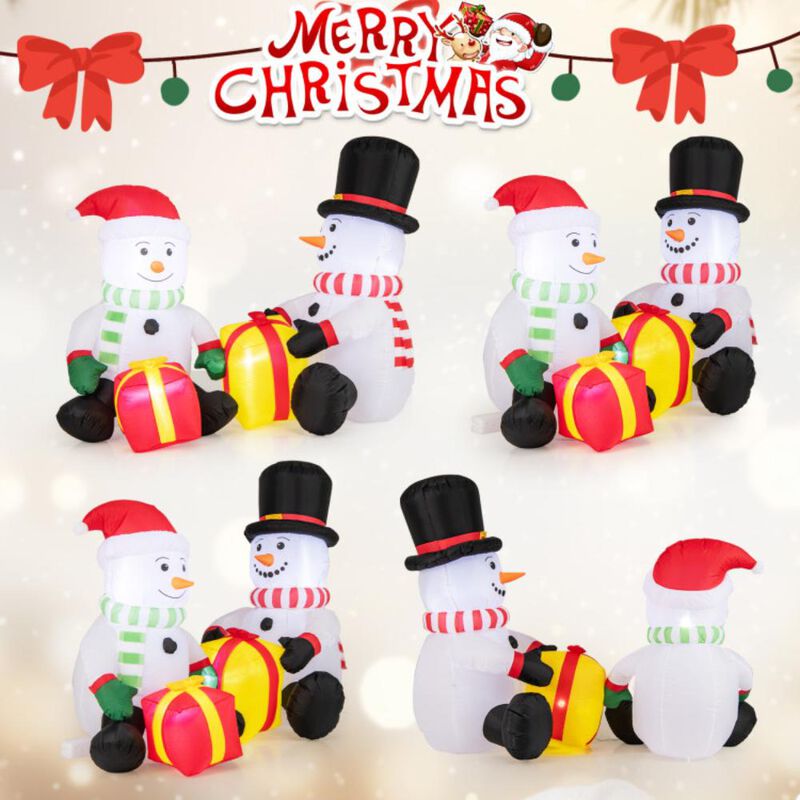 Hivvago 5 Feet 2 Cute Blow-up Snowman Christmas Inflatables with Gift Boxes