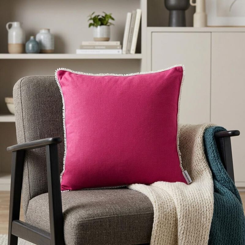 HomeRoots 16" Pink Cotton Throw Pillow image number 1