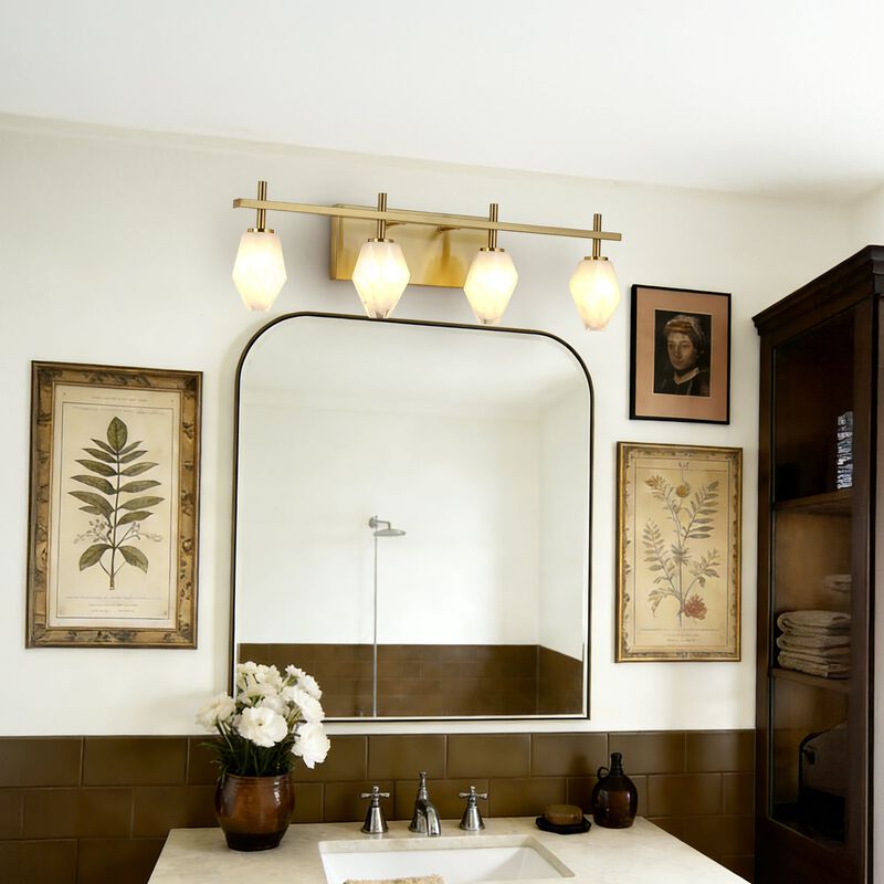 Vanity Light for Bathroom, Multi-Faceted Glass Shade, Electroplated Finish image number 1
