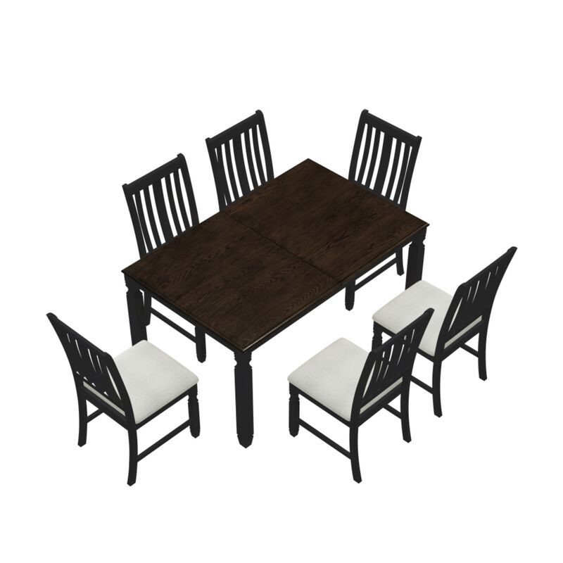 Wevelk Farmhouse 7‑Piece Extendable Dining Table Set image number 7