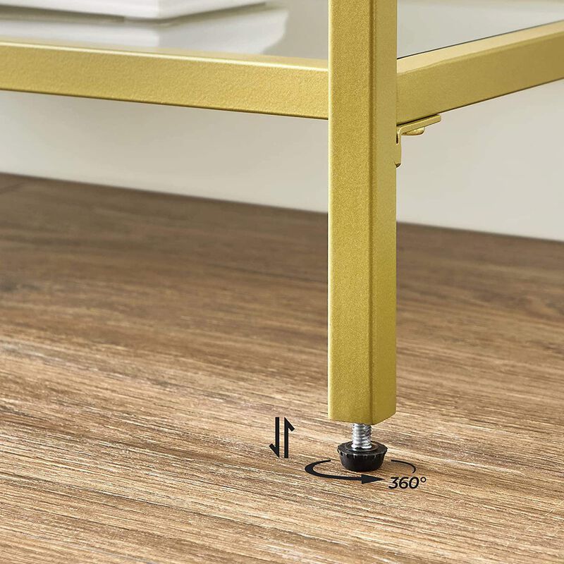 Contemporary Console Table with 3 Shelves - Metal Frame, Tempered Glass, Ideal for Bedroom