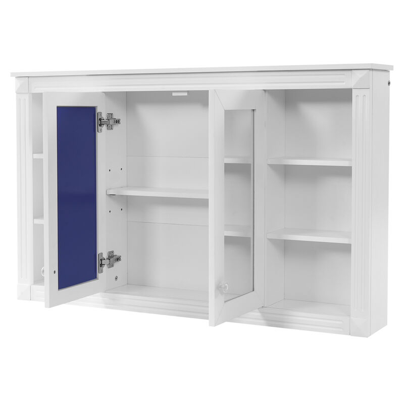 ELEMENT ACE 47 Inch Wall Mounted Mirror Cabinet with Adjustable Shelves and Open Storage image number 9