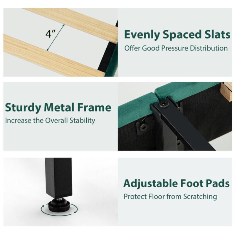 Hivvago Upholstered Platform Bed Frame with Adjustable Headboard