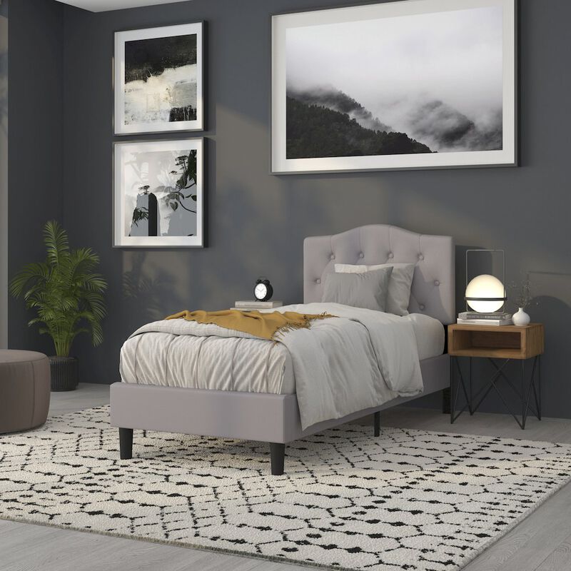 Flash Furniture Tufted Upholstered Twin Size Headboard in Light Gray Fabric image number 9