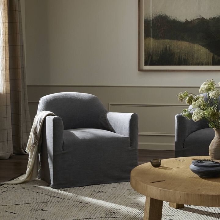 Lowell Broadway Denim Slipcover Swivel Chair